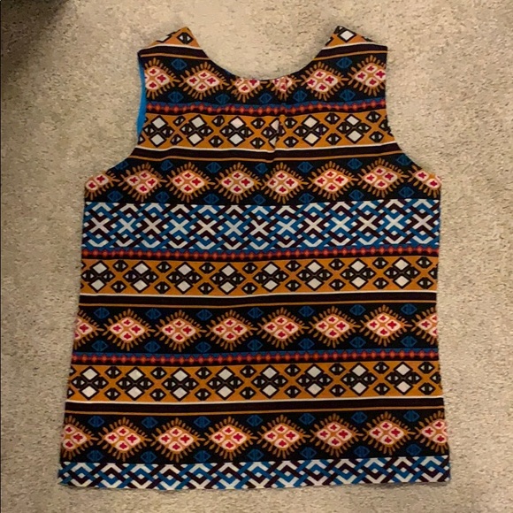Tory Burch Patterned Tank with Turquoise Trim - Picture 3 of 3